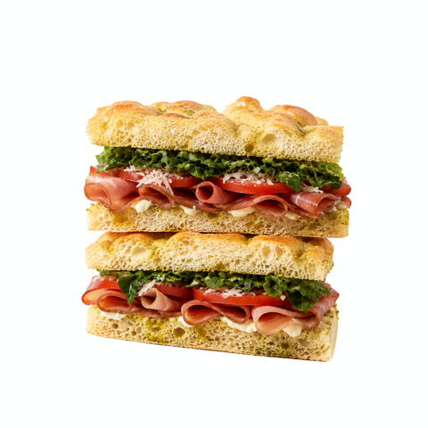 La Fonda UAE Bresaola Milano Sandwich with Parmesan, Stracciatella and basil pesto sauce