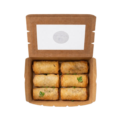 La Fonda UAE Mini Chicken Mushroom Foie Gras Spring Rolls, pack of 6, crispy halal pastilla rolls.