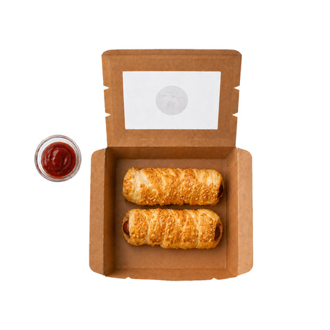 La Fonda UAE Hot Dog Puff Pastry, pack of 2, buttery halal pastry with smoked sausage