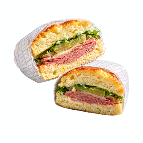 La Fonda UAE Pastrami Gold Sandwich with melted Emmental cheese and rich pepper sauce